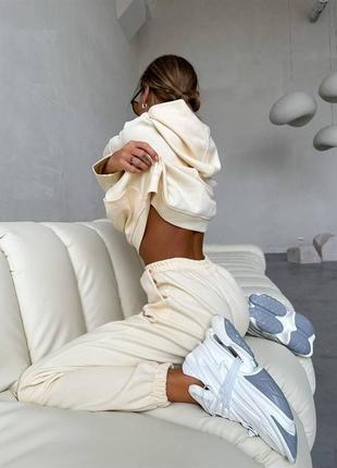 Костюм женский спортивный трикотажный из двухнитки кофта+штаны с капюшоном4 фото