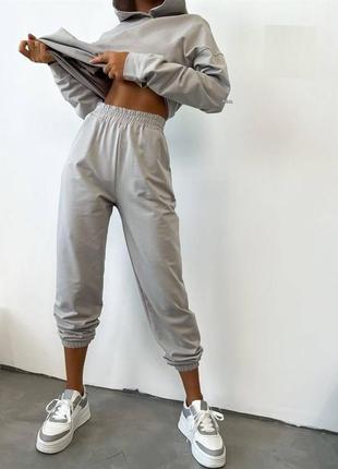 Костюм женский спортивный трикотажный из двухнитки кофта+штаны с капюшоном8 фото