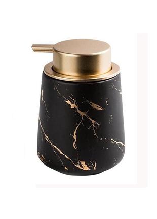 Дозатор для рідкого мила, миючих засобів керамічний 400 мл, для ванної та кухні чорний