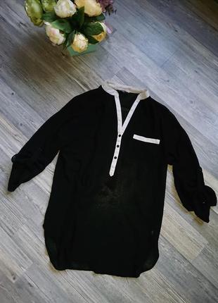 Черная женская невесомая блуза блузка блузочка р. 44/461 фото