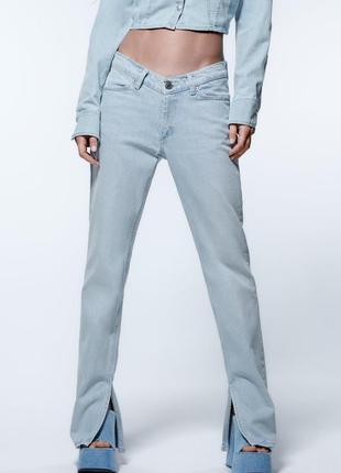 Zara trf slim-fit с разрезами внизу джинсы2 фото