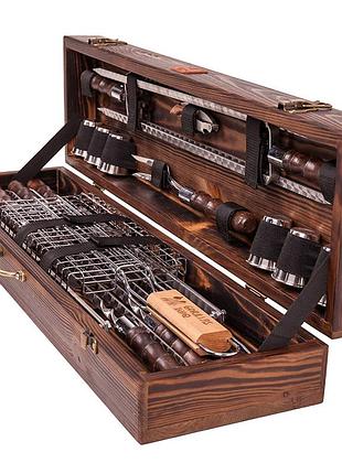 Подарочный набор шампуров косуля gorillas bbq в деревянной коробке