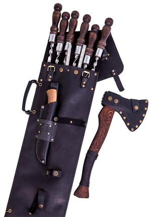 Подарочный набор шампуров вождь gorillas bbq в кожаном чехле