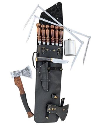 Подарочный набор шампуров вождь gorillas bbq в кожаном чехле
