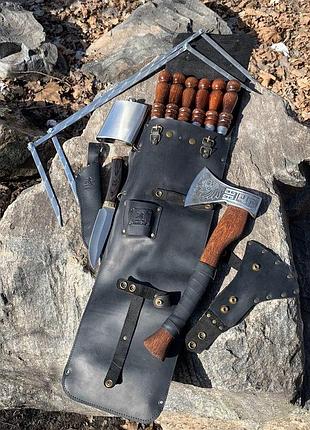 Подарочный набор шампуров вождь gorillas bbq в кожаном чехле