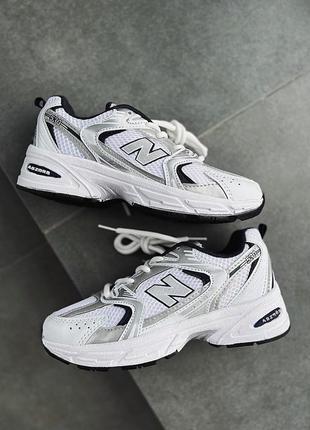 Отличные женские кроссовки new balance 530 silver белые с серебристым