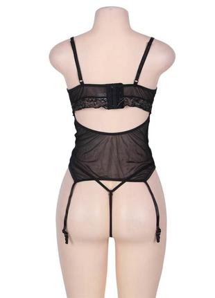 Эротический корсет с пажами для чулок l-6xl