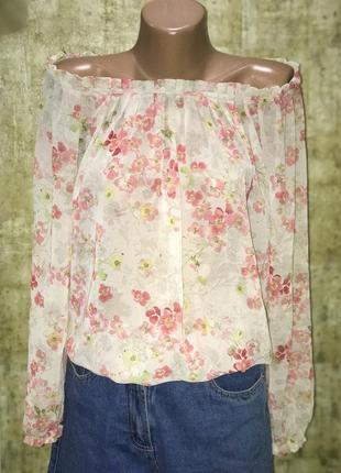 Топ квітковий принт,блуза зі спущеними плечима(02)