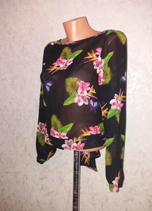 Яркая шифоновая блузка в цветы river island2 фото