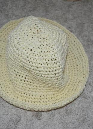 Натуральная плетеная, шляпка котелок, от солнца, бумага, на лето1 фото