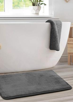 Антискользящий, мягкий коврик для ванной с эффектом памяти - 50 х 80 см графит6 фото