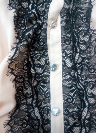 Шифоновая пудровая рубашка кружевная безрукавка zarga с-ка3 фото