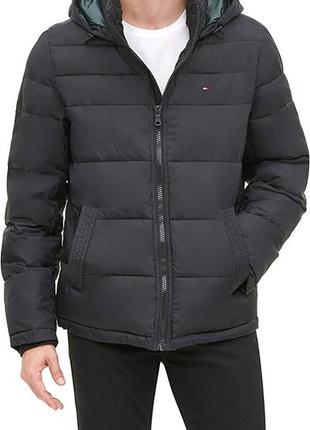 1, теплая зимняя черная мужская  куртка tommy hilfiger томми хилфигер размер l tall для  высоких оригинал2 фото
