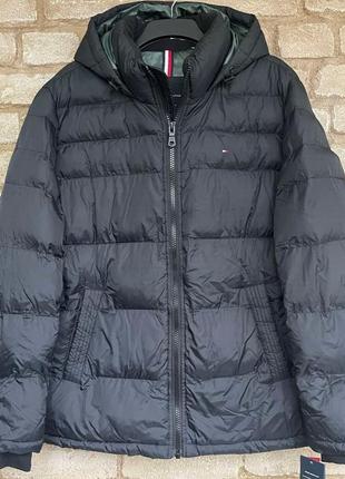 1, теплая зимняя черная мужская  куртка tommy hilfiger томми хилфигер размер l tall для  высоких оригинал7 фото