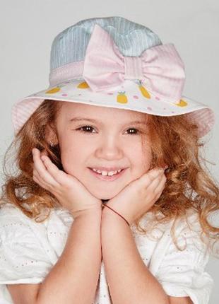 Шапка панамка плюс повязка для девочки розового цвета