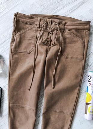 Коричневые брюки со шнуровкой hm3 фото