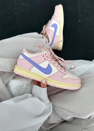 Красивейшие женские кроссовки nike sb dunk low pink oxford розовые с молочным с сиреневым
