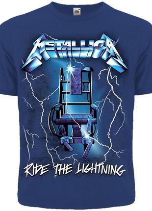 Футболка metallica "ride the lightning" (синя футболка)1 фото