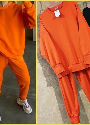 ❤️ два цвета спортивный костюм комплект набор штаны брюки худи толстовка реглан кофта петля апельсин прогулочный оверсайз