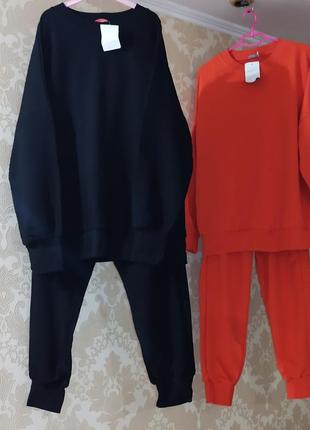 ❤️ два цвета спортивный костюм комплект набор штаны брюки худи толстовка реглан кофта петля апельсин прогулочный оверсайз5 фото