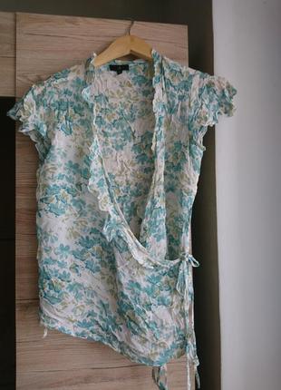 Біла блуза у квіти на запах l 💥1+1=3💥