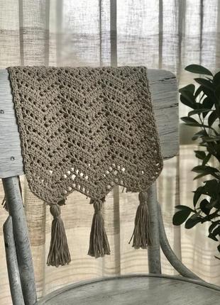 Доріжка 30х45 см ранер із бавовняного шнура,серветка на стіл чи комод, накидка на крісло, декор для дому, колір беж 8