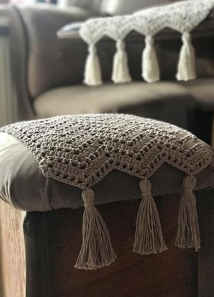 Дорожка 30х45 см ранер из хлопкового шнура,салфетка на стол,накидка на кресло,декор на подушку,панно, цвет беж 2