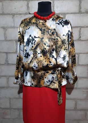 Блузон блуза вінтаж ретро блуза на запах з баскою