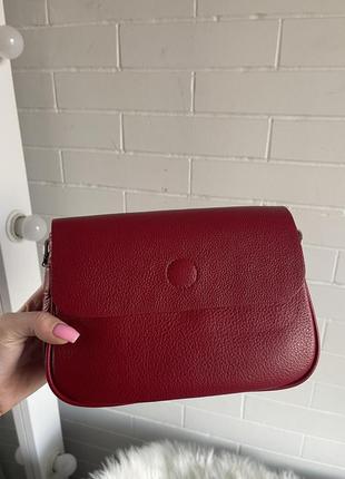 Женская кожаная красная сумка мини4 фото