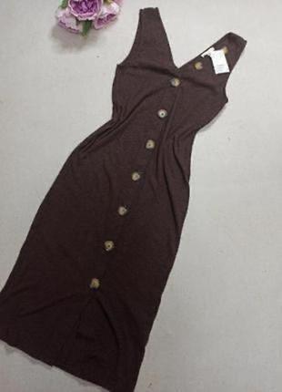 Стильное трикотажное платье сарафан.с красивыми пуговицами h&amp;m длина миди4 фото