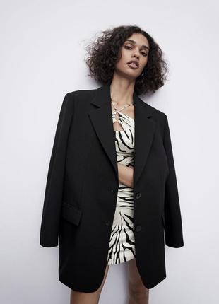 Пиджак zara черный, двубортный классический базовый с м л