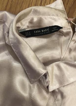 Мерцающая трендовая блузка от zara basic цвета пудра2 фото