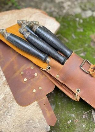 Подарочный набор шампуров рыцарь мах gorillas bbq в кожаном чехле