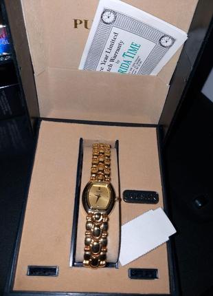 Продам новые винтажные часы pulsar золото в коробке3 фото