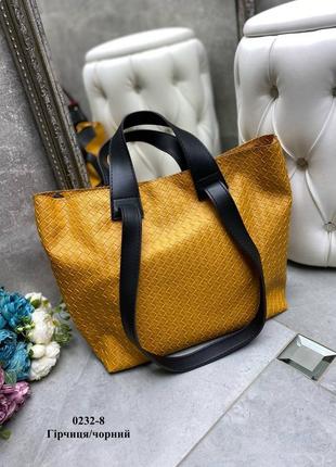 Жіноча сумка женская сумка шопер длинные и короткие ручки женская шоппер экокожа плетіння9 фото