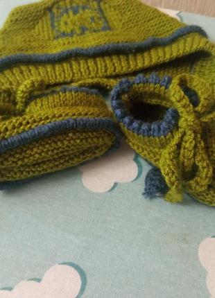 Дитячі пінетки та шапочка ручної роботи, нові