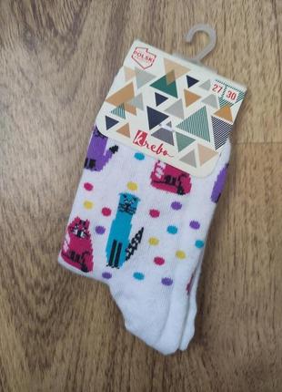 Детские носки для девочки р.,27-30 котики цветные krebo