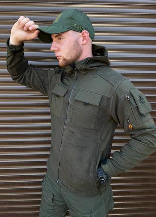 Флісова куртка олива з захисними накладками , щільність- 350 г/м23 фото