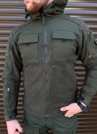 Флісова куртка олива з захисними накладками , щільність- 350 г/м27 фото