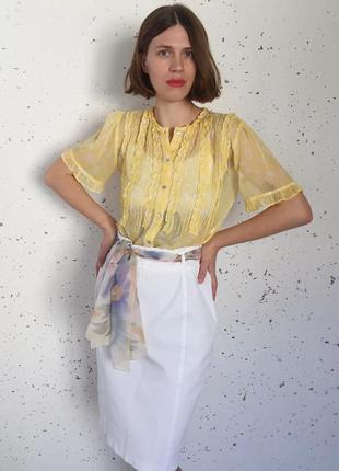 French connection, желтая блуза свободного кроя с рюшами, ростмер с,м7 фото