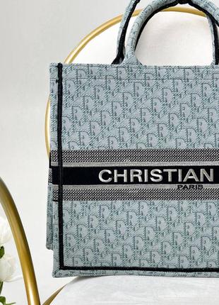 Стильна шоппер сумка текстиль christian dior6 фото