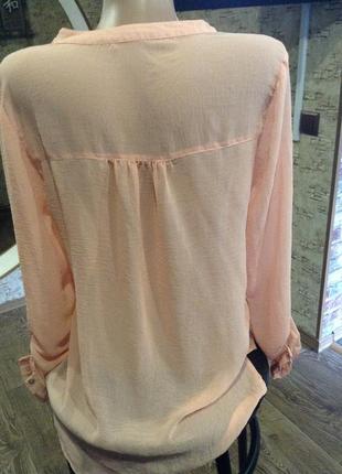 Персиковая рубашка блузка5 фото