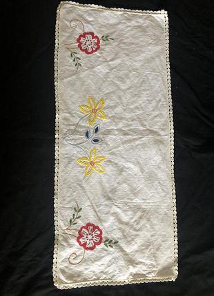 Салфетка лён вышивка гладью