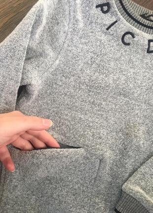 Серый свитшот свитер на флисе кофточка george с карманами теплый стильный на мальчика 5-6 лет3 фото