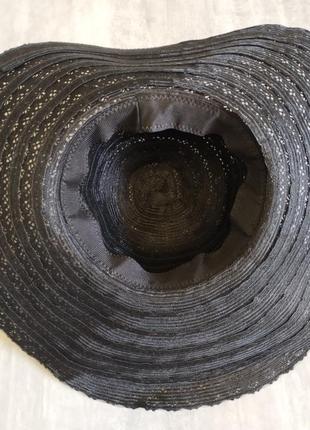 Широкополая ажурная шляпа чёрная ,размер 564 фото