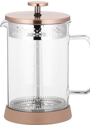 Френч-пресс для чая 800 мл, стеклянный ardesto, заварной чайник с прессом
