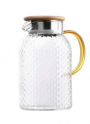 Глечик скляний ardesto 1500 мл, глечики з кришкою, графин скляний із кришкою