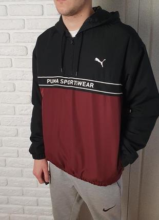 Чоловічий анорак мікропуховик puma sportswear / пума оригінал / куртка з капюшоном