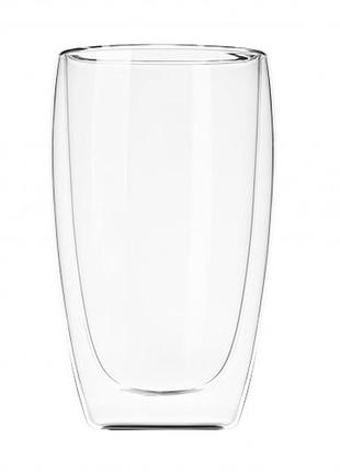 Набір скляних чашок ardesto 450 мл, 2 шт., чашка скляна