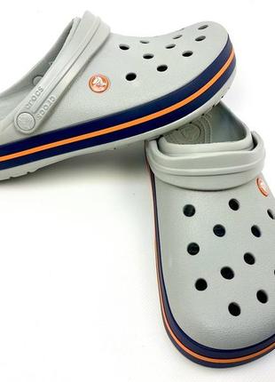 Супер сабо крокс crocs crocband light grey navy серые